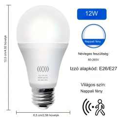 LED égő E27 mozgás érzékelős Szín: Meleg Fehér
