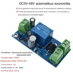 YX850 - Feszültség kimaradás érzékelő, átkapcsoló modul, 5-48V DC