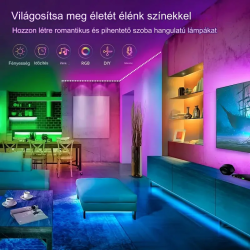 WiFi RGB LED szalagfény szett 5m - Távirányítóval és APP vezérléssel