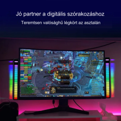 32 LED RGB zenei ritmusérzékelő fénycsík – Asztali tartóval és újratölthető akkumulátorral