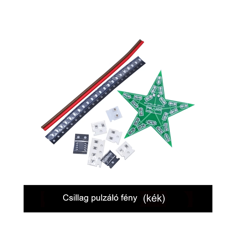 Ötágú Csillag DIY Készlet Pulzáló Fényű LED világítással - Kék Ötágú Csillag DIY Készlet Pulzáló Fényű LED világítással - Kék