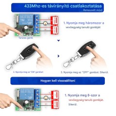433 MHz-es vezeték nélküli távirányító és vevő szett – EV1527 tanulókóddal | SmartElektronika.hu