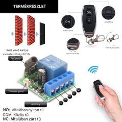 433 MHz-es vezeték nélküli távirányító és vevő szett – EV1527 tanulókóddal | SmartElektronika.hu