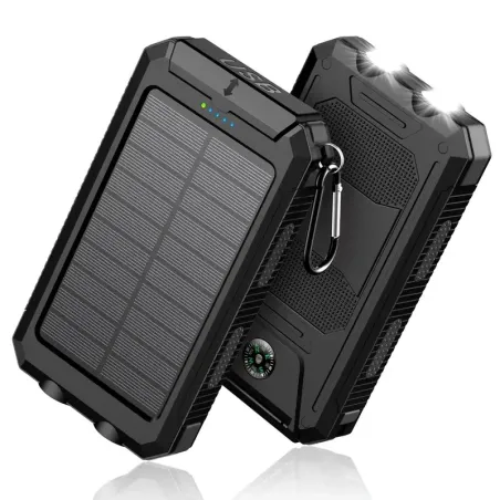 Napelemes 8000 mAh Power Bank LED zseblámpával – Kültéri USB töltő | SmartElektronika.hu