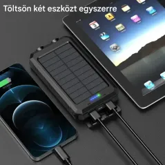 Napelemes 8000 mAh Power Bank LED zseblámpával – Kültéri USB töltő | SmartElektronika.hu