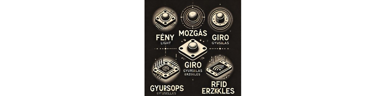 Fény, mozgás, giro, gyursulás, RFID érzékelés